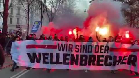 Austria, Vienna, tens of thousands against the Covid dictatorship, Saturday, January 8, 2022.\n