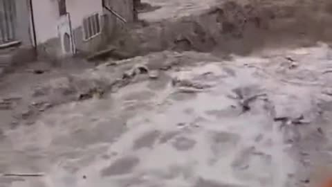 Massive floods due to extreme rain fall in the Porretta Terme of Bologna, Italy