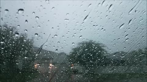 Heavy rain sound on a car window for sleeping