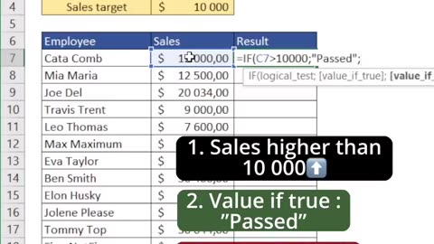 IF function logical test and returns one value for TRUE result, and another for a FALSE result