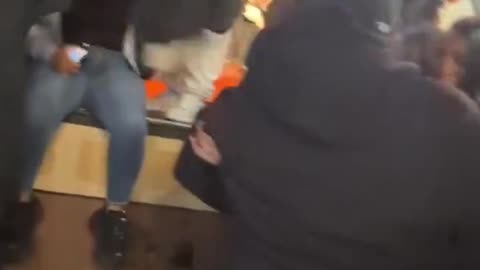 Man gets jumped after slapping artists butt...