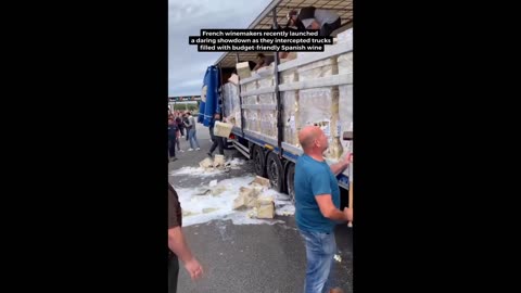 Furious French Wine Makers Destroy Crate-loads of Spanish Sparkling Wine