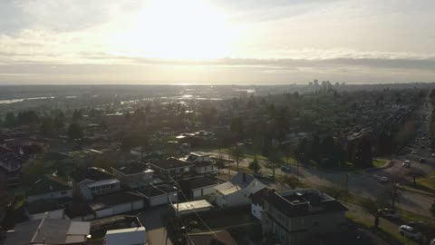 View from above to houses in the suburbs