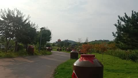 Look at the big pumpkins on the mountains in the distance