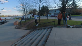 Railing Grind on a Skateboard