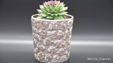 Stone pot for a stone rose. Super realistic imitation stone, DIY decor.mp4