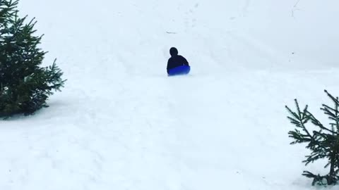 Boy blue sled flip forward stand up