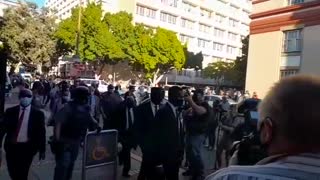 Police Minister Bheki Cele arrives at court