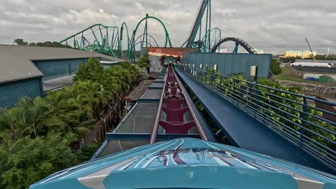 Riding Mako Roller Coaster, Front Row, SeaWorld Orlando, GoPro Hero 12 Head Monted