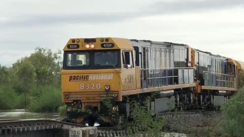 Train Carefully Reverses over Collapsed Bridge due to Flooding