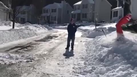 Parking lot ski jump faceplant