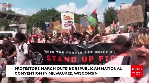 Protestors March Outside Republican National Convention In Milwaukee, Wisconsin