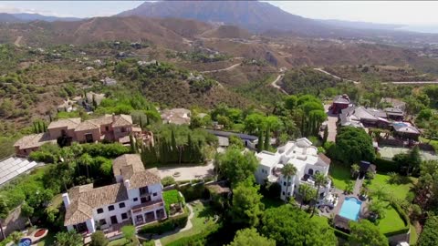 aerial beautiful panorama of village in spain