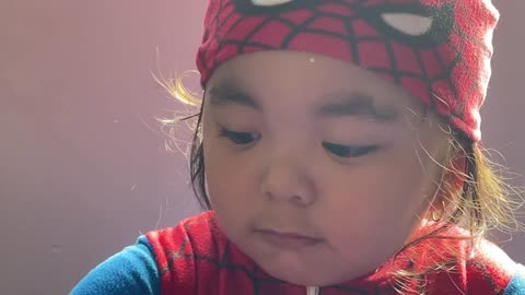 Kid with Spider man costume