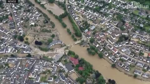 Flooding across Belgium, Germany and the Netherlands shown in aerial footage