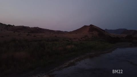 Drone Flying at Sunset on the John Day River Oregon