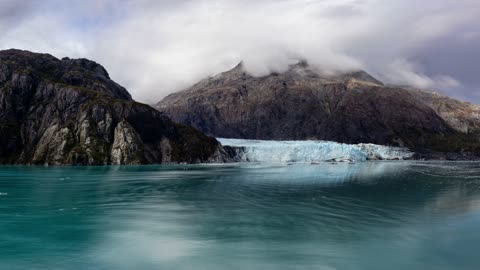 Beautiful Glacier Sky Background With Looping Sea And Clouds (No Copyright)