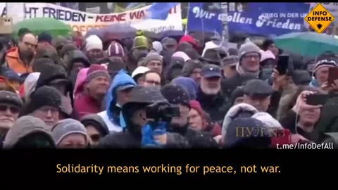 Bundestag MP Sara Wagenknecht at an anti-war rally in Berlin: