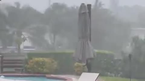 Miami Beach, Florida, intense storm with wild rain and strong gusts of wind.