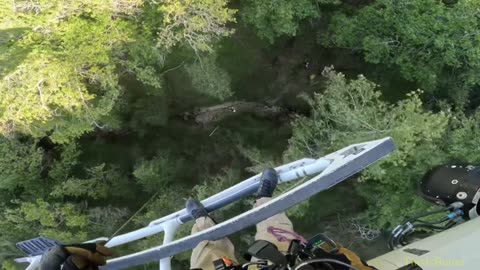 CHP helicopter hoist a mountain bike rider who fell down 30 feet from a trail in China Camp