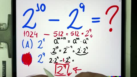 🤯 MATEMÁTICA BÁSICA DESBUGADA - 2^10 - 2^9 = Subtração de potências de 2, você consegue