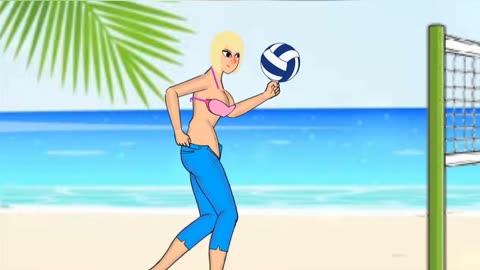 Funny cartoon Beach girls