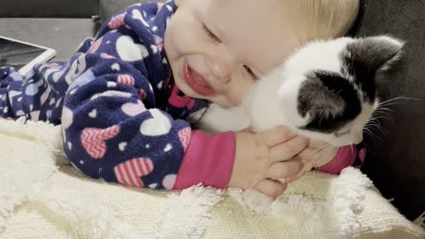 Baby Loves Her New Kitten