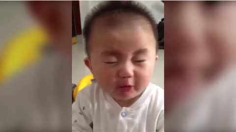 Cute baby first lemon test