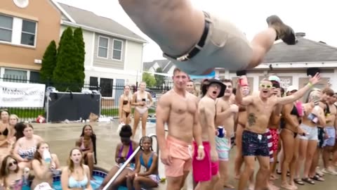 Olympic trampoline at a pool party