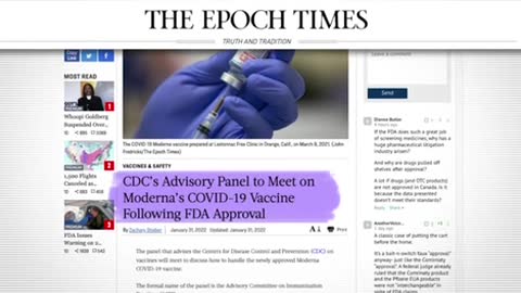 FDA REMOVES DATA ON MODERNA VACCINE APPROVAL