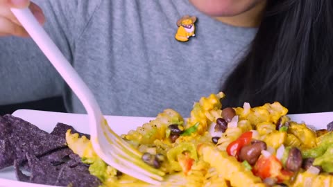 ASMR EXTRA CHEESY NACHO CHEESE FRIES GUAC MUKBANG No Talking Eating Sounds