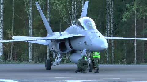 F-18D Hornet hot refueling on the highway