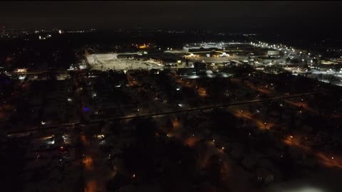 Night Drone Flight After The Snowstorm