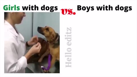 Girls with dog vs Boys with dog.