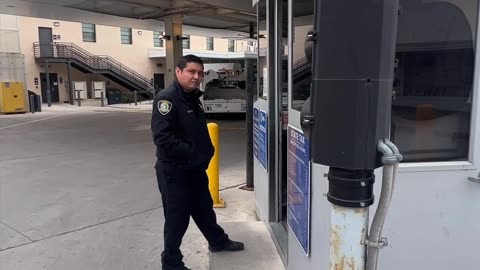 at the USA border gate with ICE officers in Laredo TX