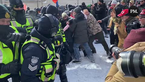 Police and freedom protestors clash