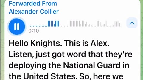 ALEX COLLIER HAS RECEIVED WORD THAT THE NATIONAL GUARD HAS BEEN DEPLOYED IN THE UNITED STATES!