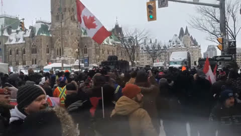 Ottawa Freedom Convoy 02/19/2022 - Lots of people came to support truckers despite Trudeau's threats of mass arrests