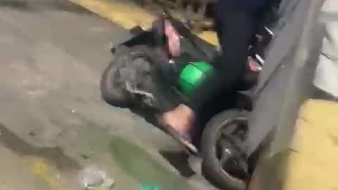 sleeping on the motorbike