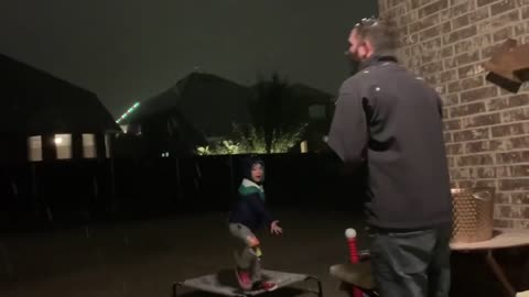 Kid Throws His Dad With A Snowball And It Hits Him In The Nuts