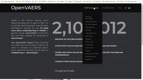 Efectos adversos en OpenVAERS al 15 de abril.