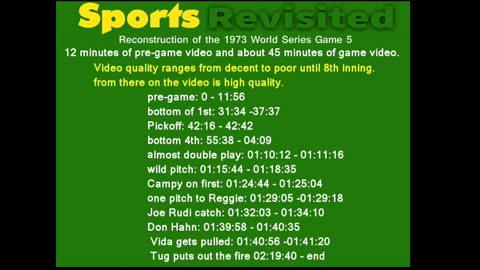 1973 World Series Game 5 Oakland A's vs New York Mets Reconstruction