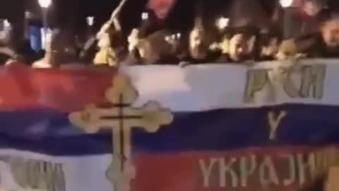 Serbs in Montenegro - Russians in Ukraine" and chant Fuck NATO!