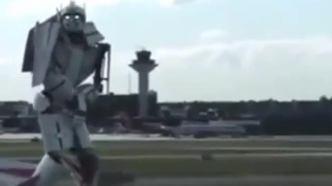 A deformed plane landing