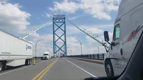 Me Crossing Detroit Ambassador Bridge USA To Canada