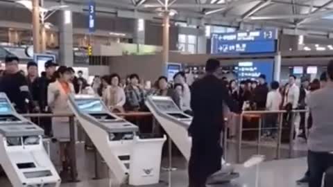 Guy Destroys Check-In Terminals At Airport 🟠⚪🟣The NPC Show