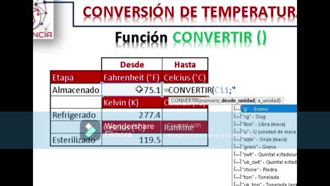 Conversión de temperaturas con Excel