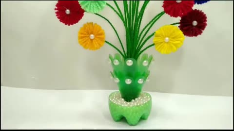 Guldasta craft ibeaf plastic bottle flowers vase guldasta banane ka tarika