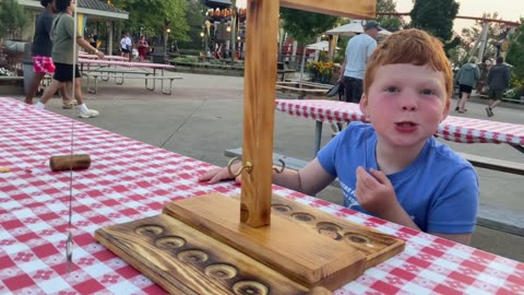 Braydon Rocking the Hook and Ring Toss Battle Game at Cedar Point on Father's Day Sunday, 06/19/2023