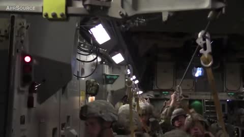 Paratroopers Static Line Jump From C-17